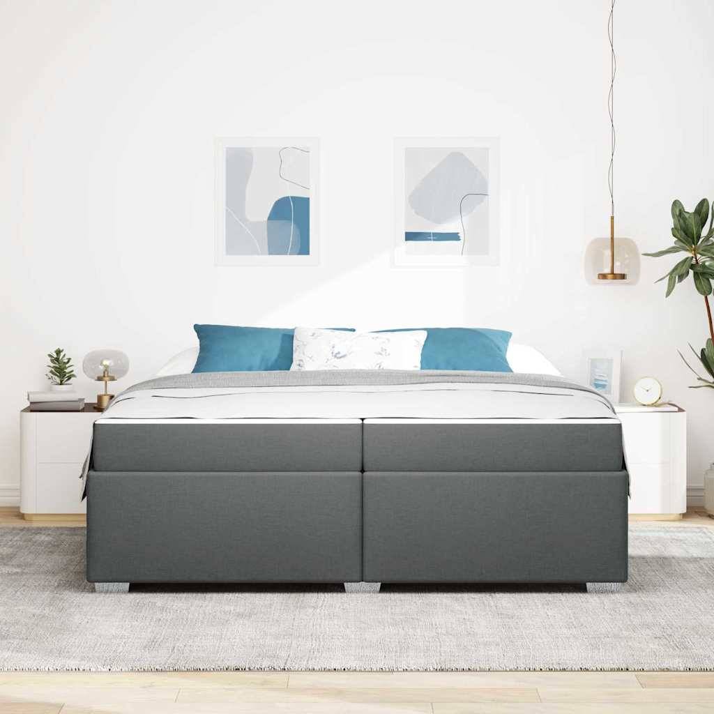 vidaXL Bettrahmen mit Matratze Dunkelgrau 200 x 200 cm Stoff