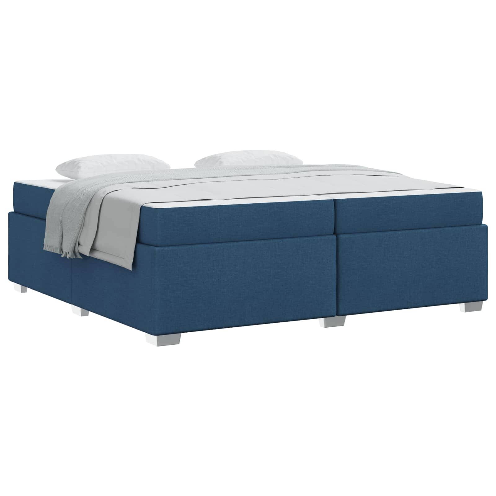 vidaXL Bettrahmen mit Matratze Blau 200 x 200 cm Stoff
