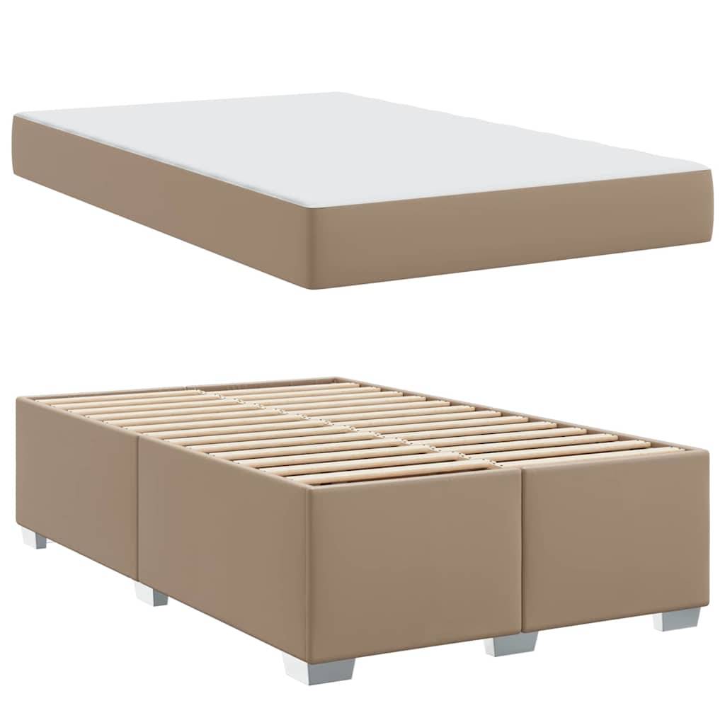 Zweiteiler-Bettenset: eine beige Matratze mit einem passenden beigen Bettgestell mit Lattenrost, das ein einfaches, modernes Design für ein Schlafzimmer bietet.