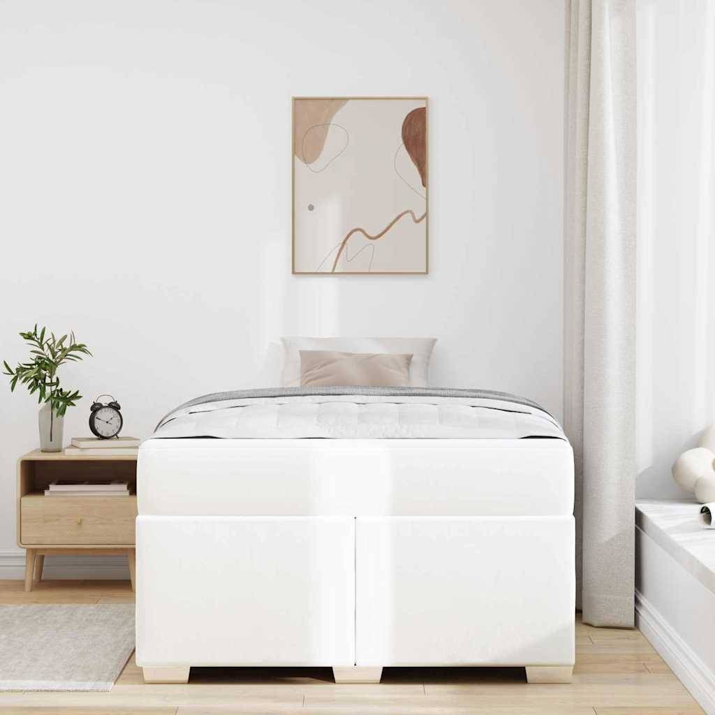 vidaXL Bettrahmen mit Matratze Weiß 120 x 200 cm Stoff