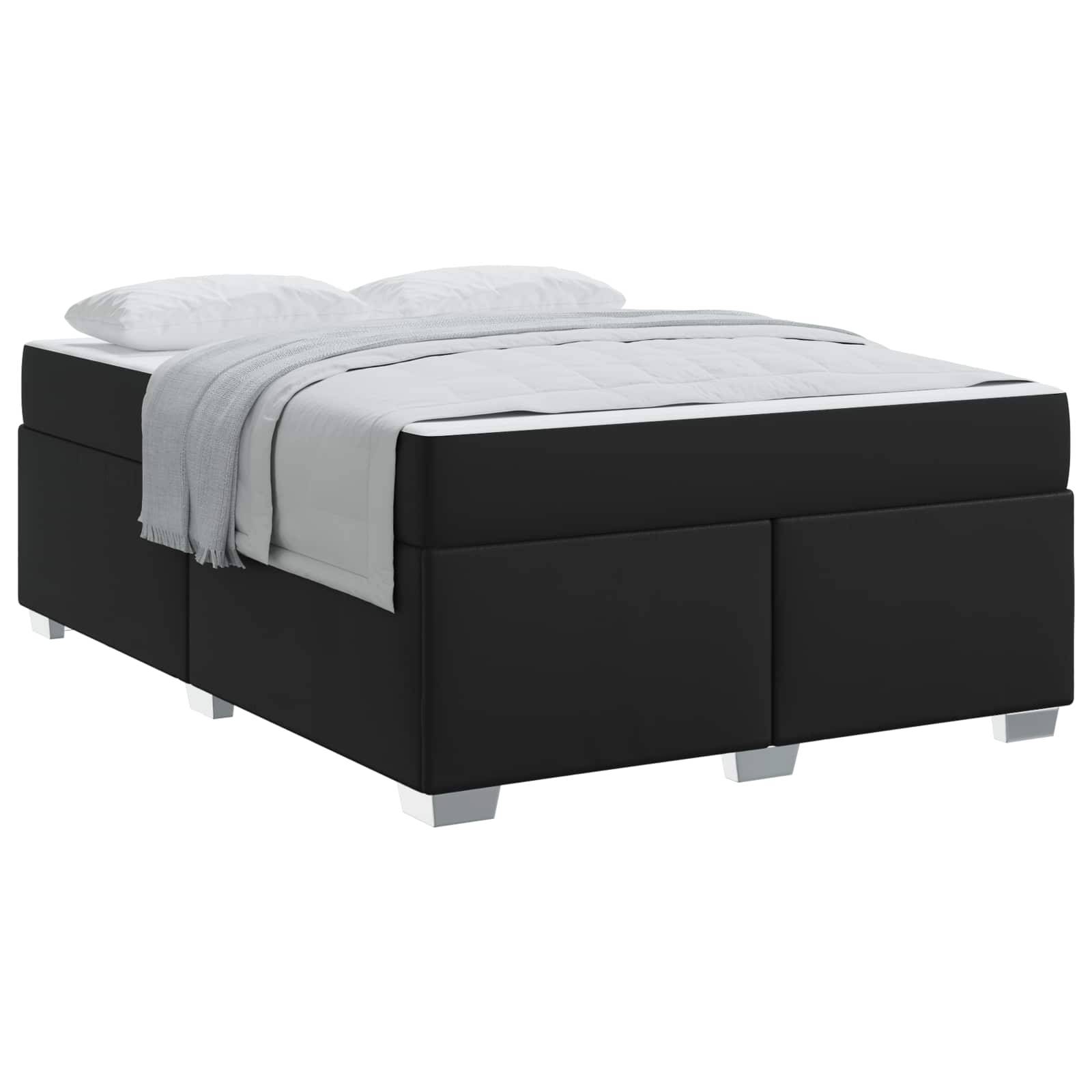 vidaXL Bettrahmen mit Matratze Schwarz 140 x 200 cm Stoff