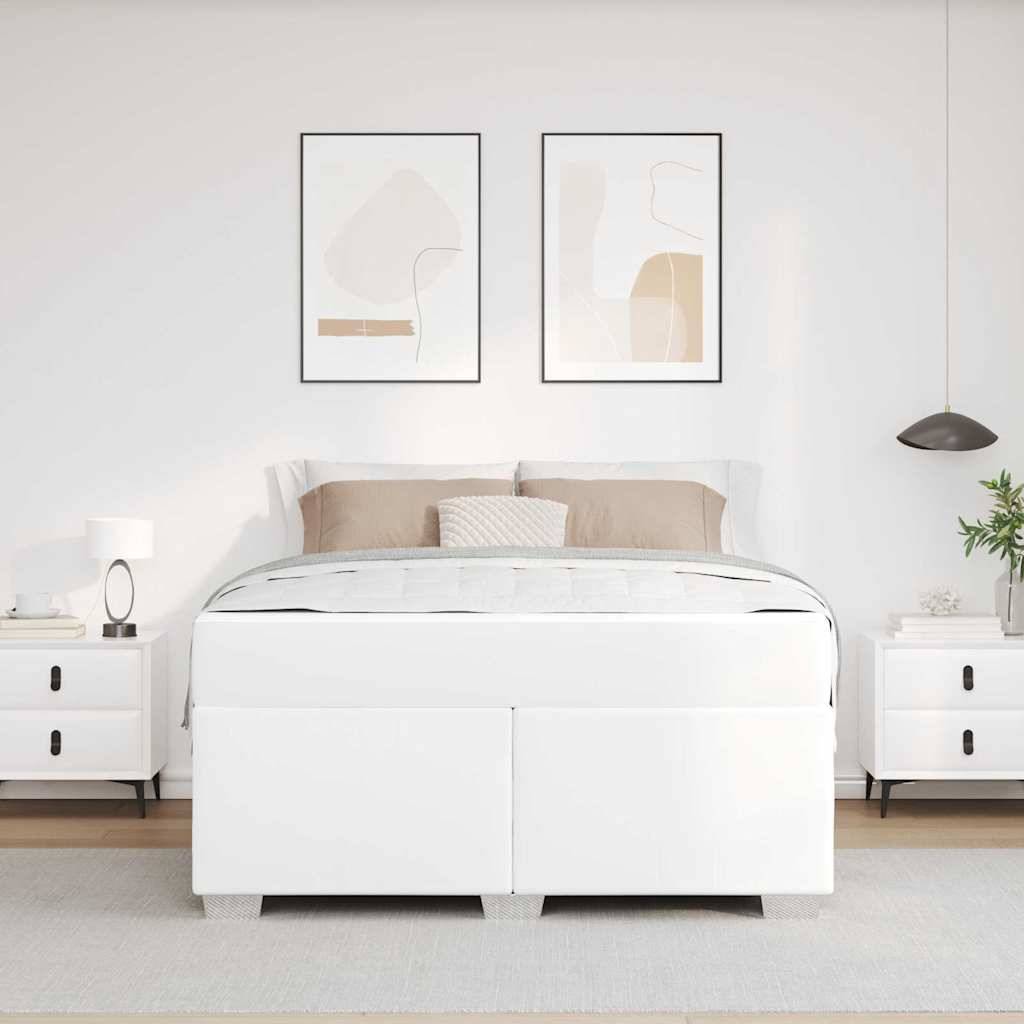 vidaXL Bettrahmen mit Matratze Weiß 140 x 200 cm Stoff