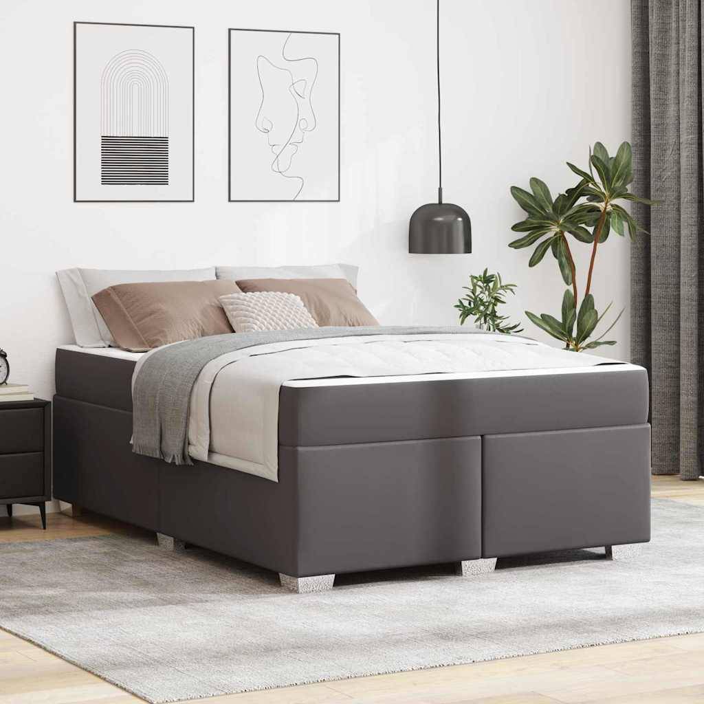 vidaXL Bettrahmen mit Matratze Grau 140 x 200 cm Stoff