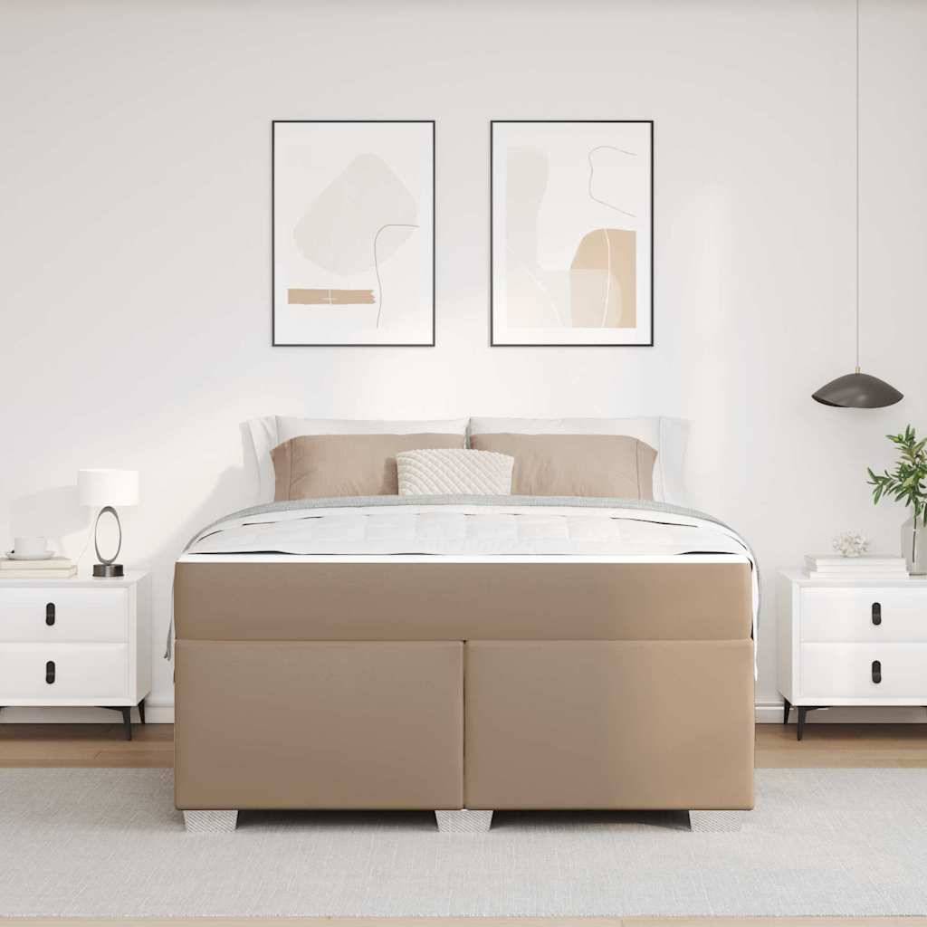 vidaXL Bettrahmen mit Matratze Cappuccino 140 x 200 cm Stoff