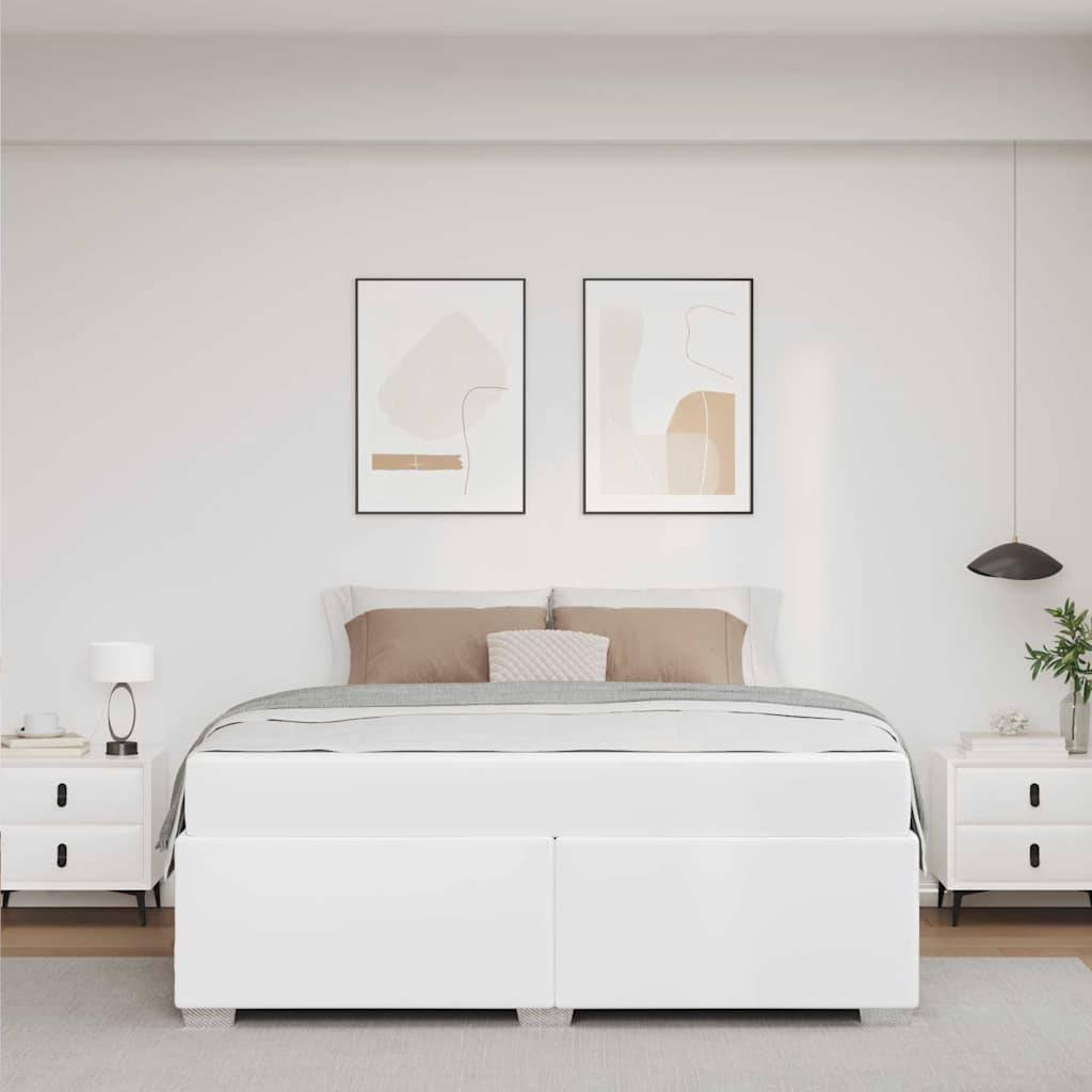 vidaXL Bettrahmen mit Matratze Weiß 160 x 200 cm Stoff