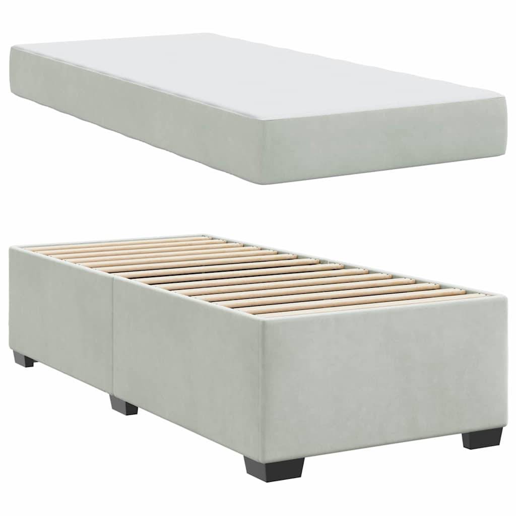 vidaXL Bettrahmen mit Matratze Hellgrau 80 x 200 cm Stoff
