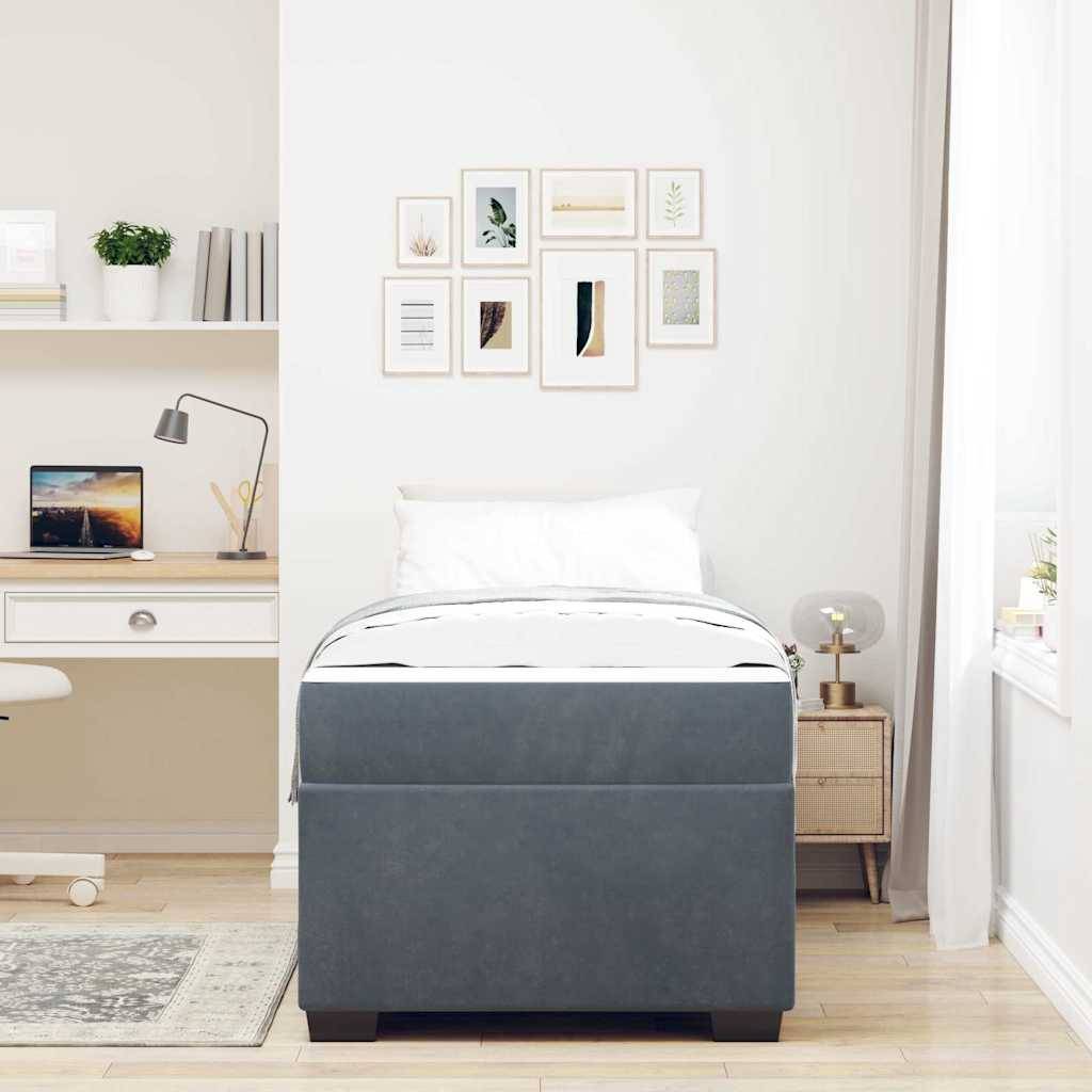 vidaXL Bettrahmen mit Matratze Dunkelgrau 80 x 200 cm Stoff