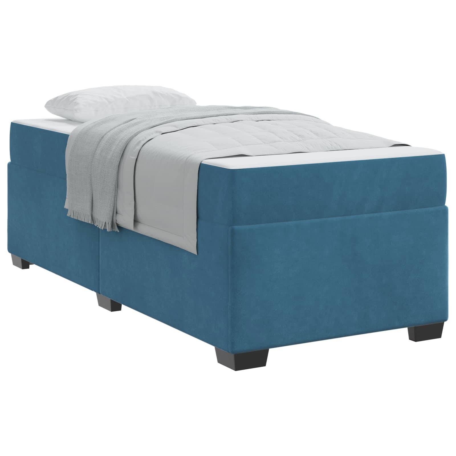 vidaXL Bettrahmen mit Matratze Blau 80 x 200 cm Stoff