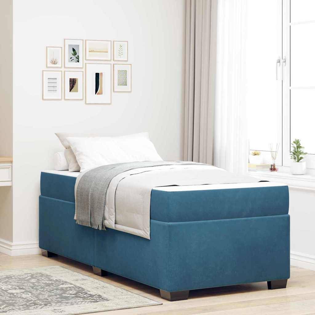 vidaXL Bettrahmen mit Matratze Blau 80 x 200 cm Stoff
