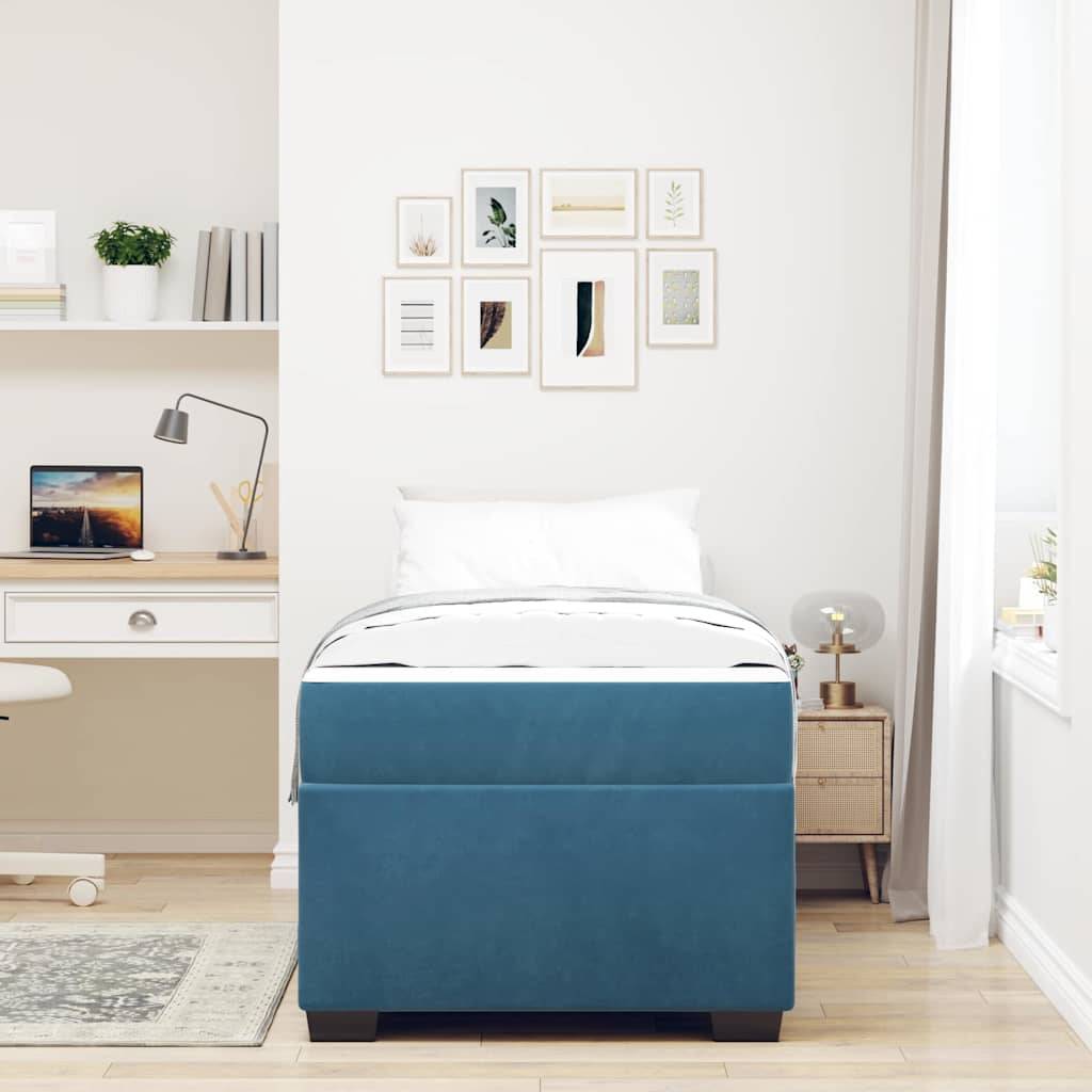 vidaXL Bettrahmen mit Matratze Blau 80 x 200 cm Stoff