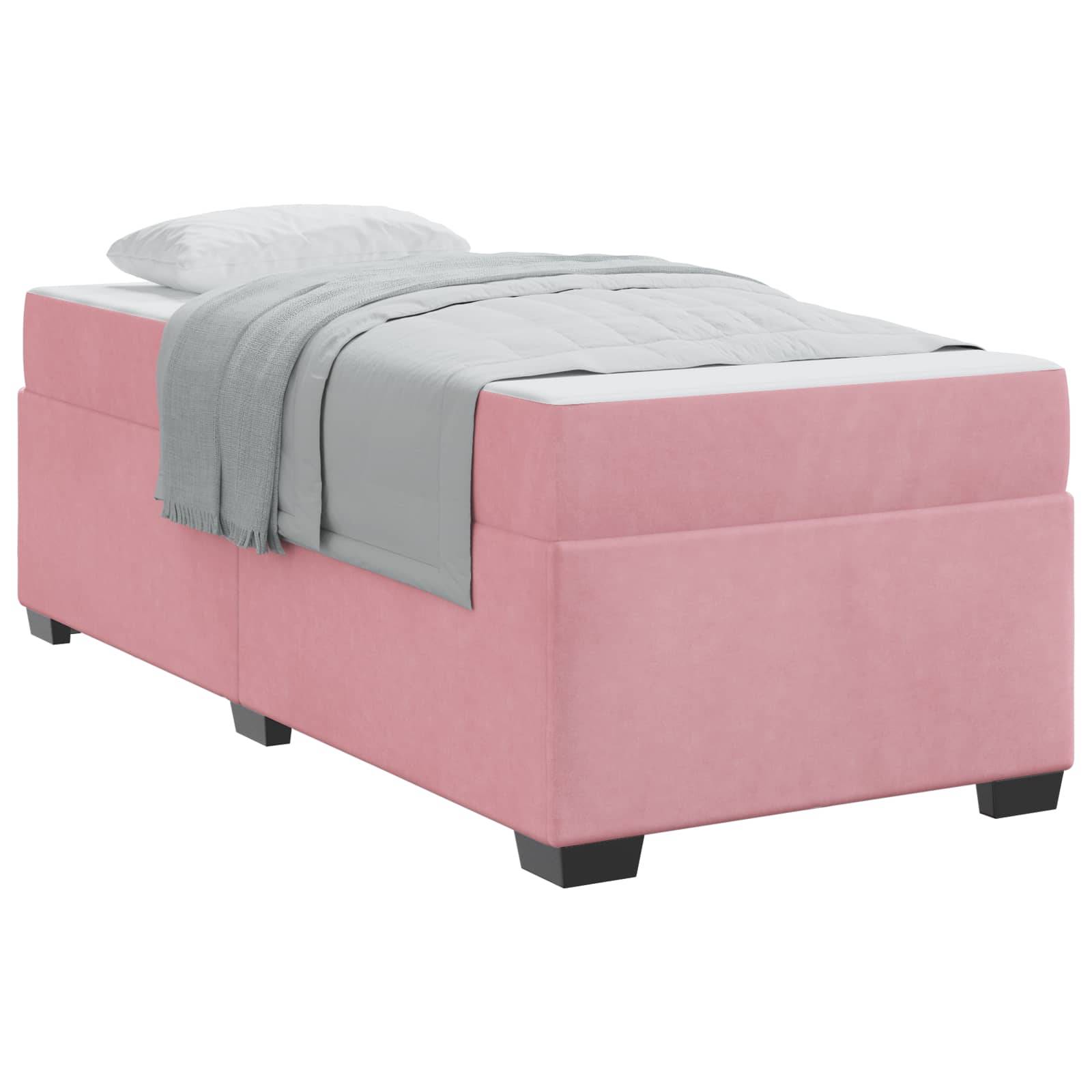 vidaXL Bettrahmen mit Matratze Rosa 80 x 200 cm Stoff