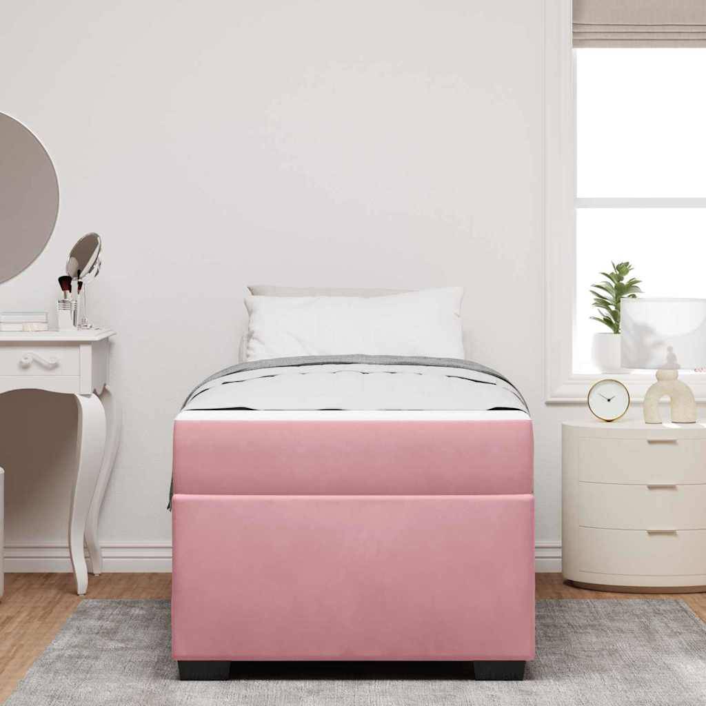 vidaXL Bettrahmen mit Matratze Rosa 80 x 200 cm Stoff