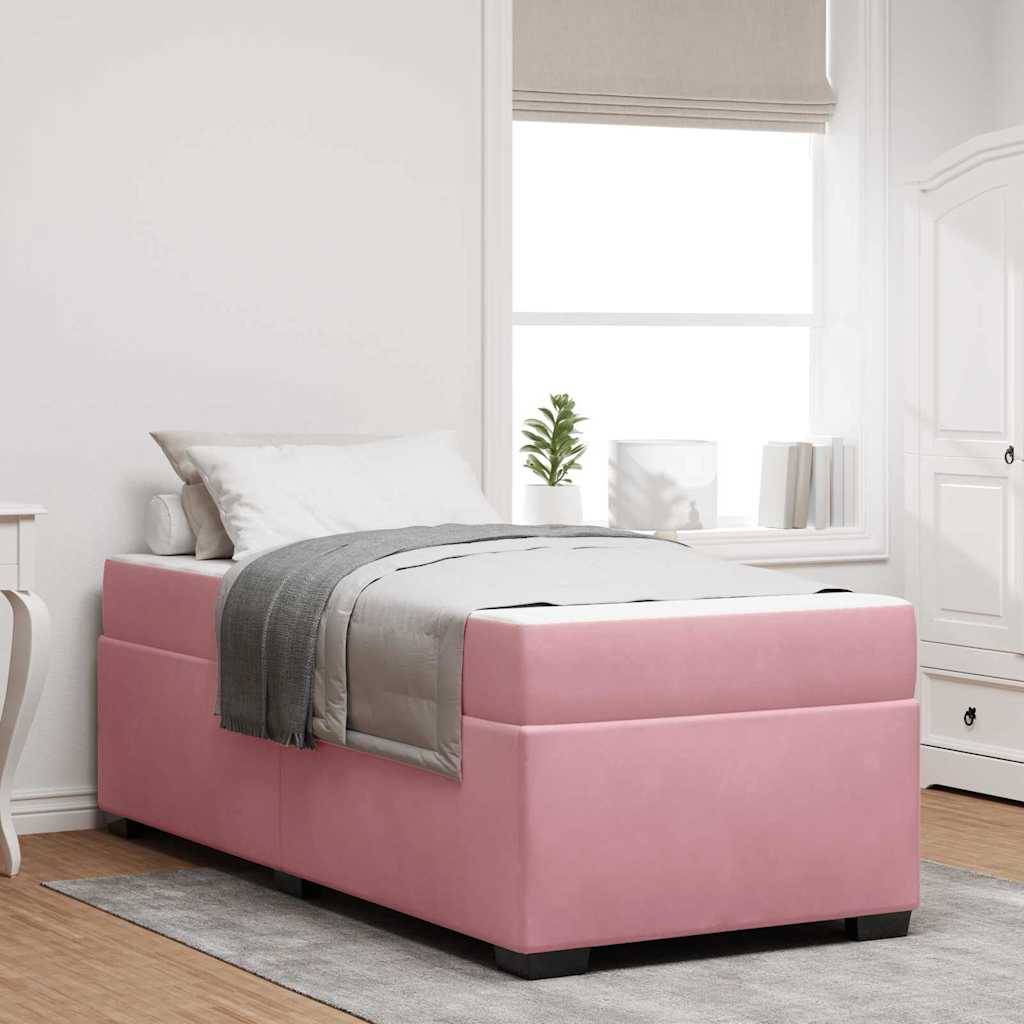 vidaXL Bettrahmen mit Matratze Rosa 80 x 200 cm Stoff