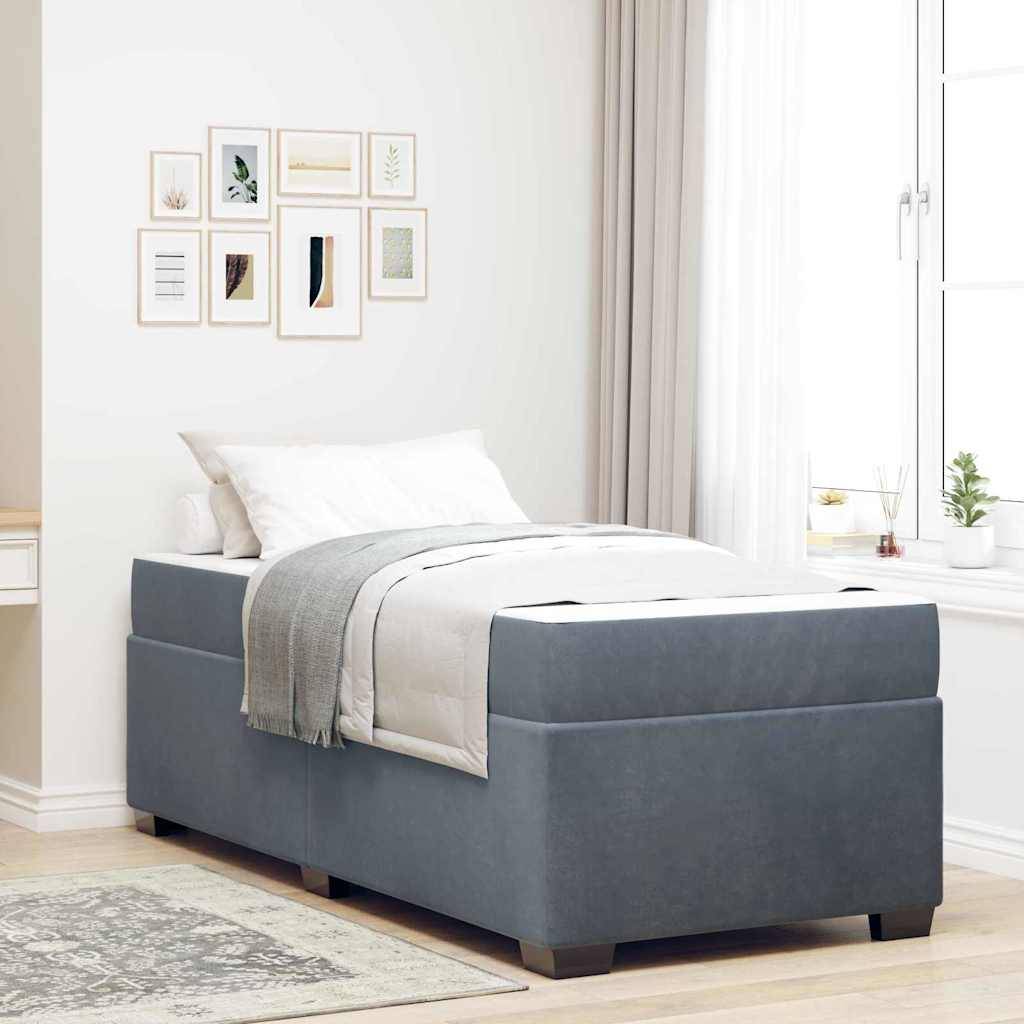 vidaXL Bettrahmen mit Matratze Dunkelgrau 100 x 200 cm Stoff