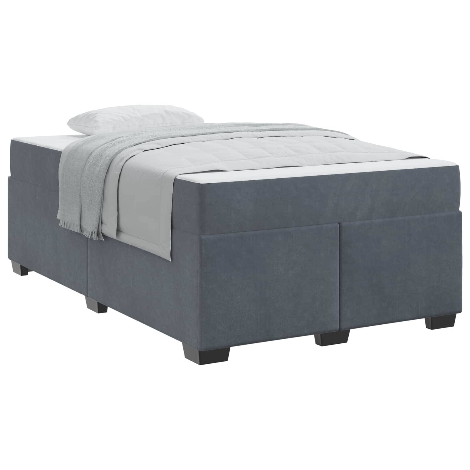 vidaXL Bettrahmen mit Matratze Dunkelgrau 120 x 190 cm Stoff