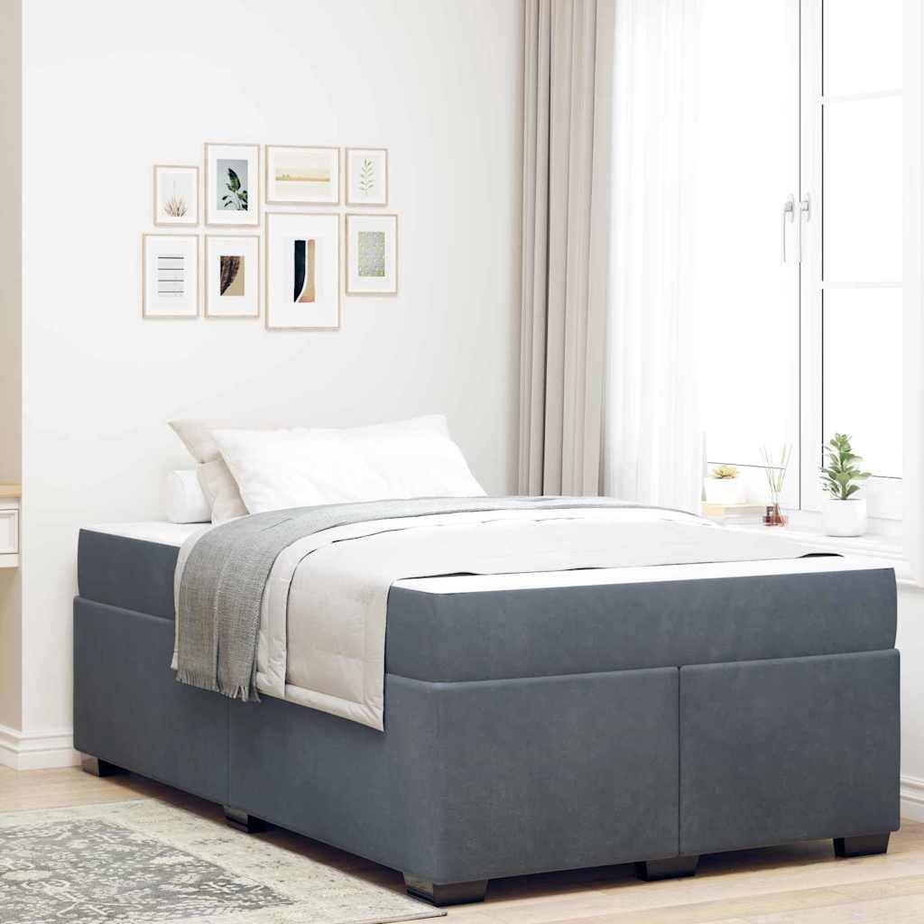 vidaXL Bettrahmen mit Matratze Dunkelgrau 120 x 190 cm Stoff