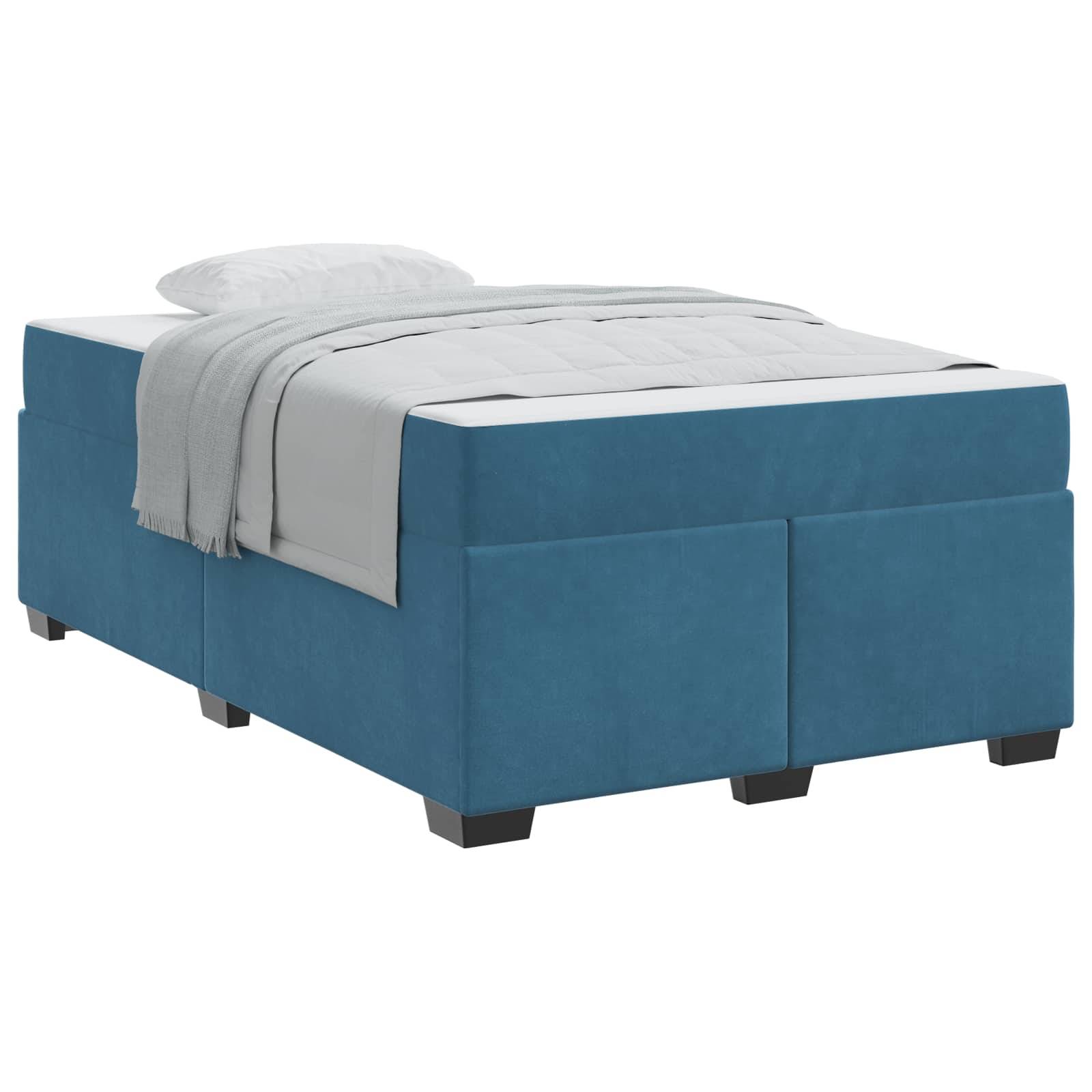vidaXL Bettrahmen mit Matratze Dunkelblau 120 x 190 cm Stoff