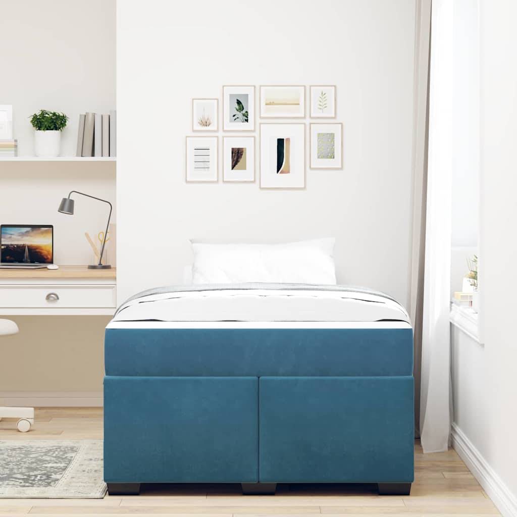 vidaXL Bettrahmen mit Matratze Dunkelblau 120 x 190 cm Stoff