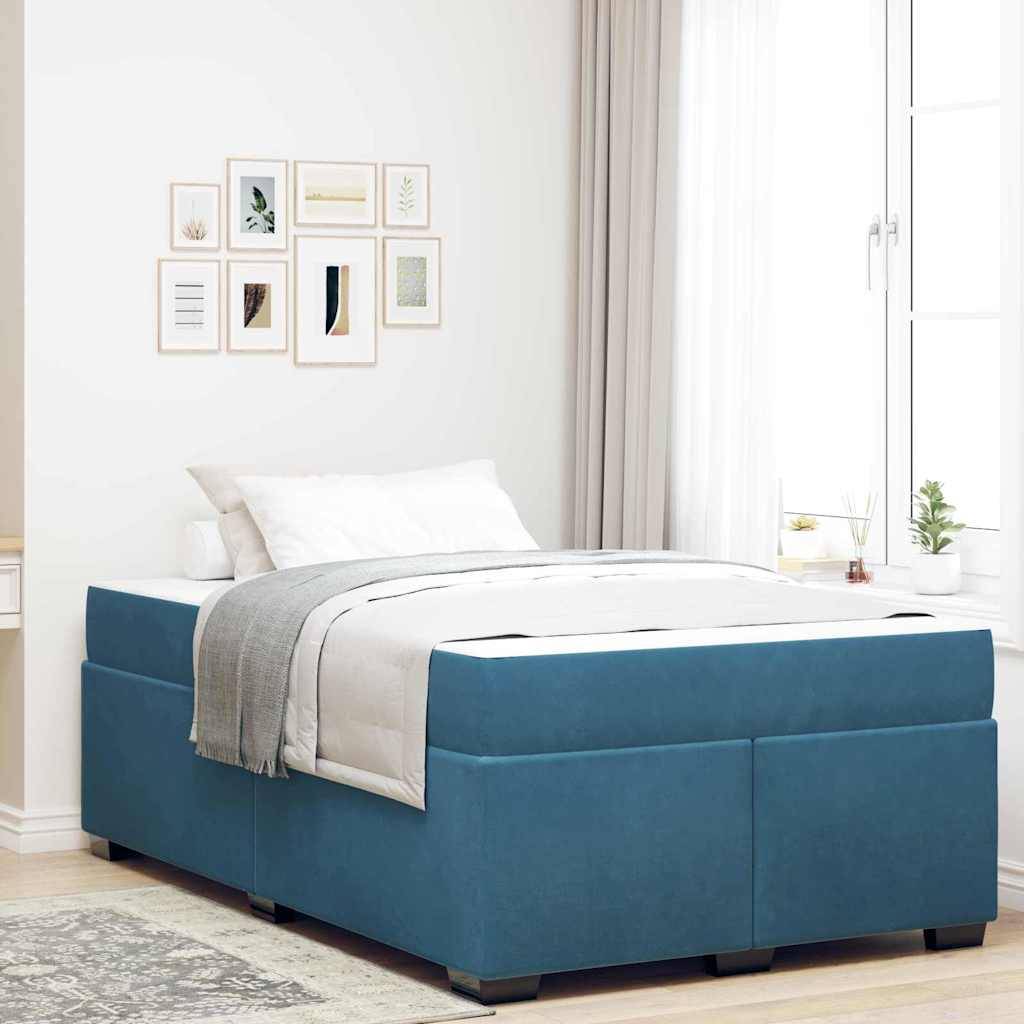 vidaXL Bettrahmen mit Matratze Dunkelblau 120 x 190 cm Stoff