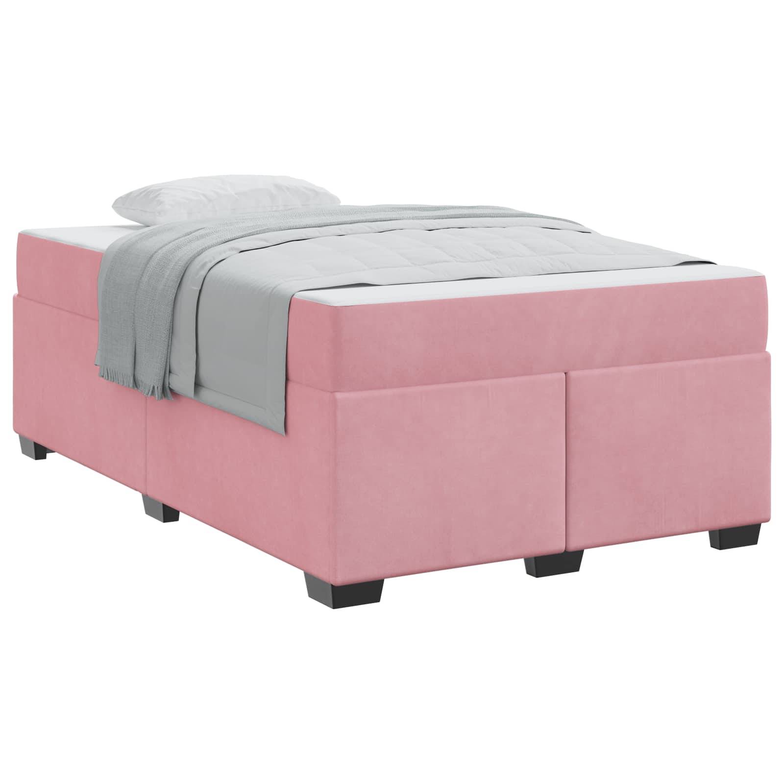 vidaXL Bettrahmen mit Matratze Rosa 120 x 190 cm Stoff