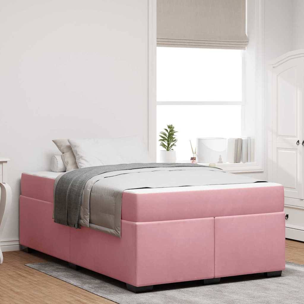 vidaXL Bettrahmen mit Matratze Rosa 120 x 190 cm Stoff