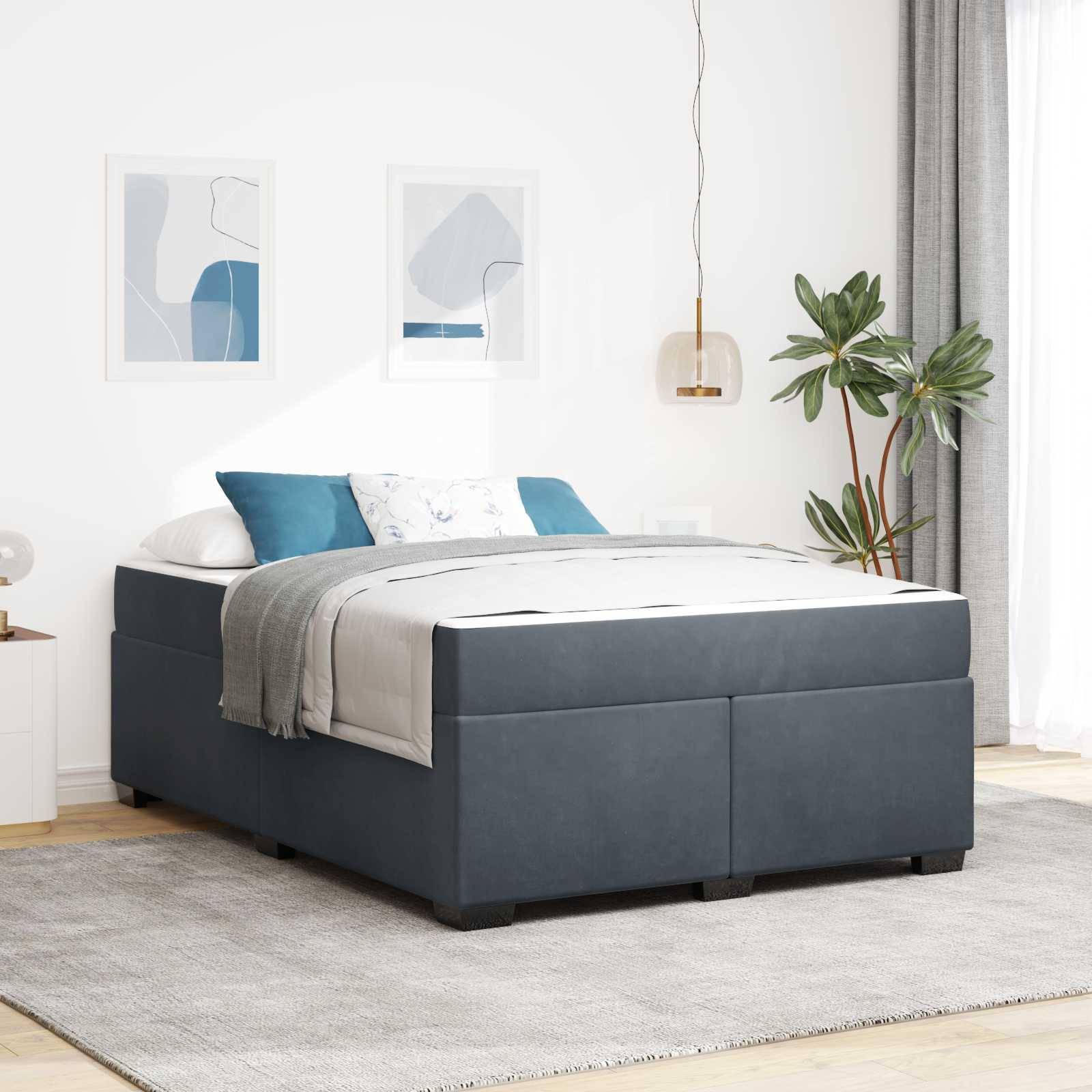 vidaXL Bettrahmen mit Matratze Dunkelgrau 140 x 200 cm Stoff