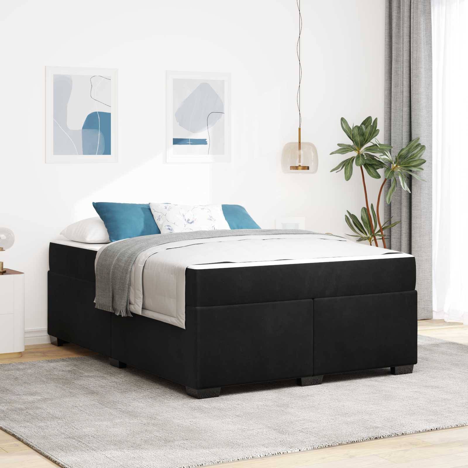 vidaXL Bettrahmen mit Matratze Schwarz 140 x 200 cm Stoff