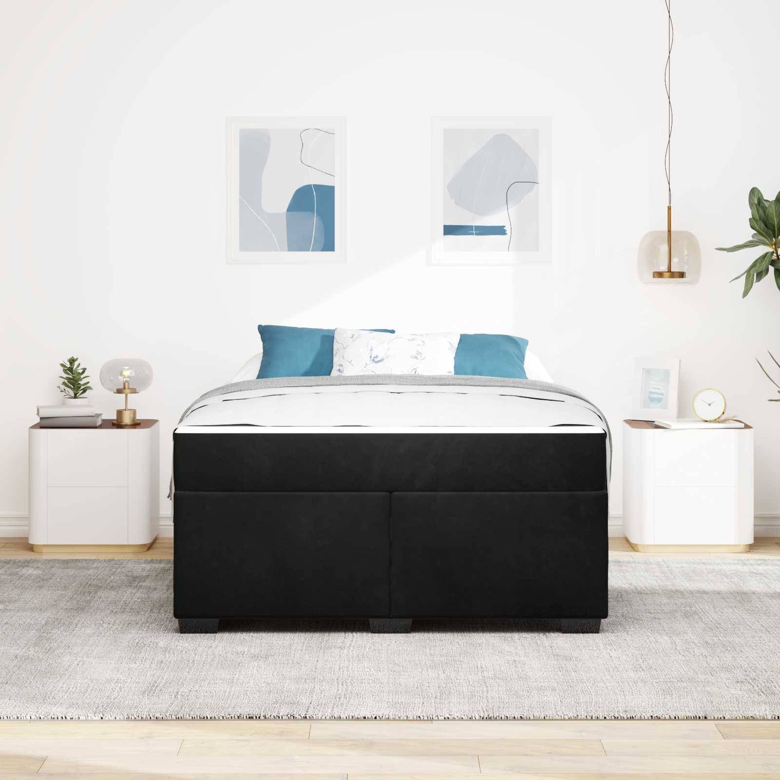 vidaXL Bettrahmen mit Matratze Schwarz 140 x 200 cm Stoff