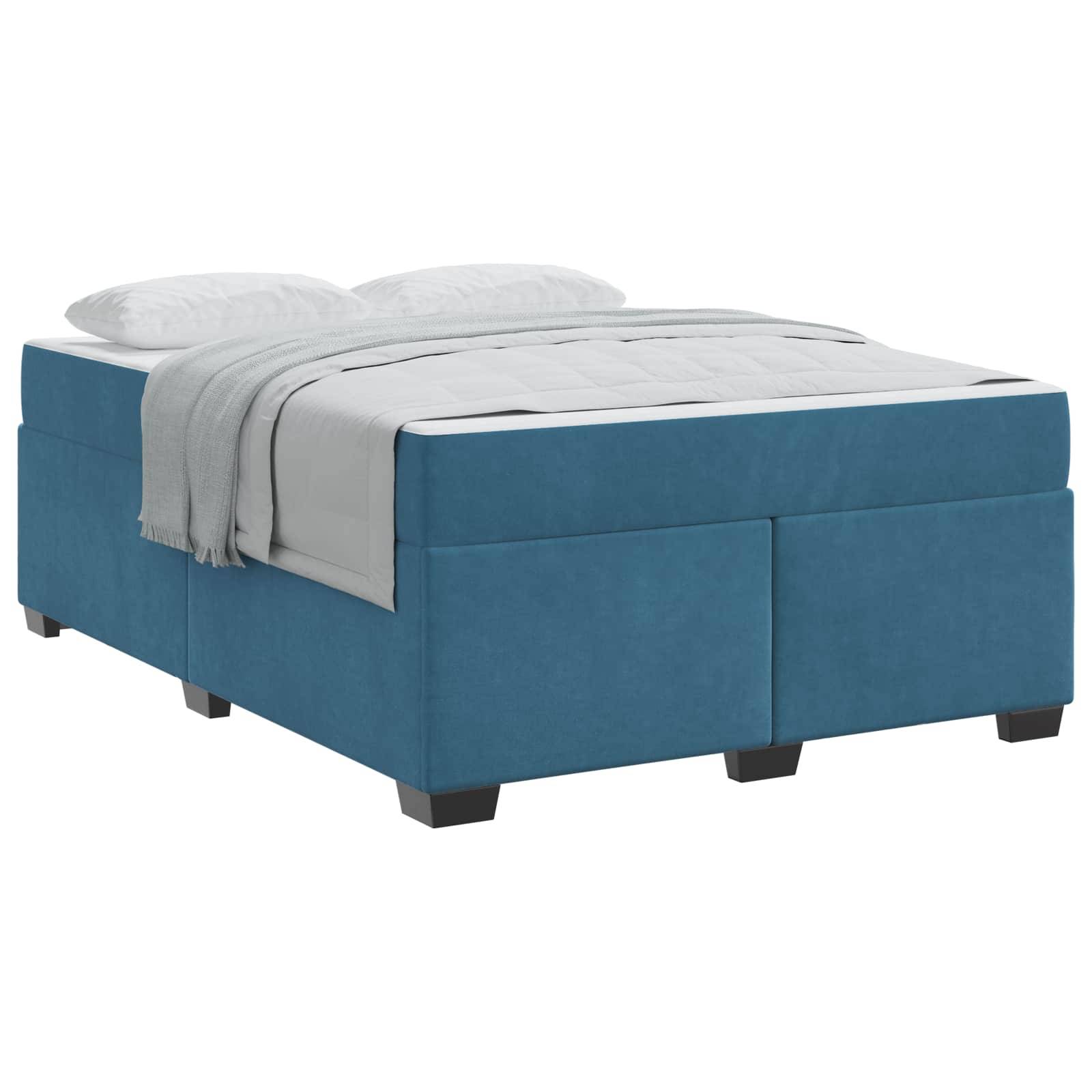 vidaXL Bettrahmen mit Matratze Dunkelblau 140 x 200 cm Stoff