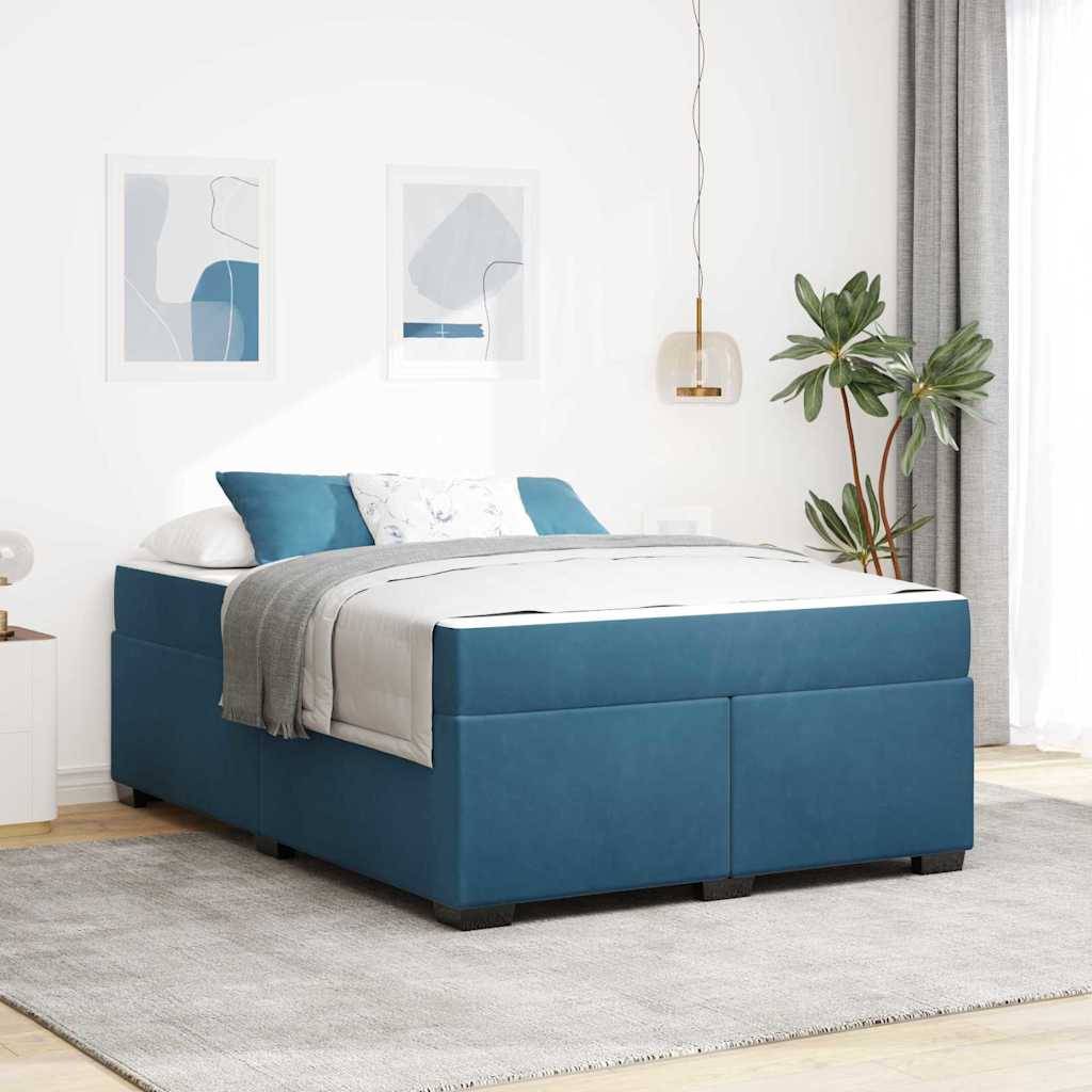 vidaXL Bettrahmen mit Matratze Dunkelblau 140 x 200 cm Stoff