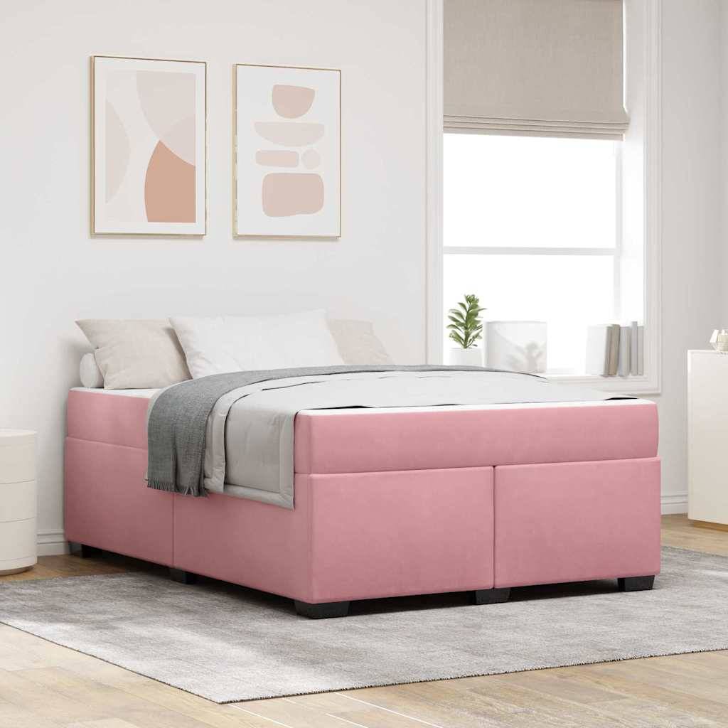 vidaXL Bettrahmen mit Matratze Rosa 140 x 200 cm Stoff