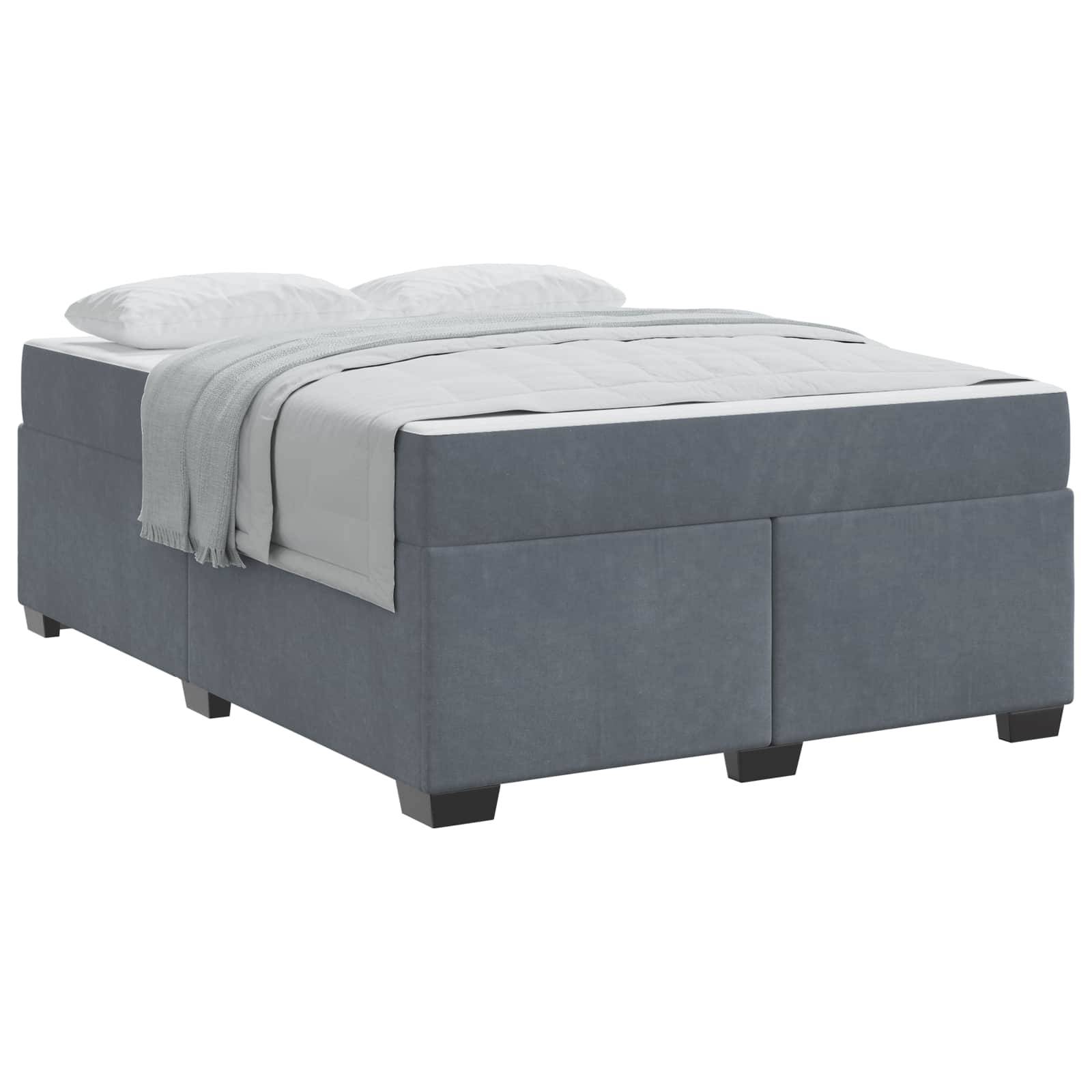 vidaXL Bettrahmen mit Matratze Dunkelgrau 160 x 200 cm Stoff