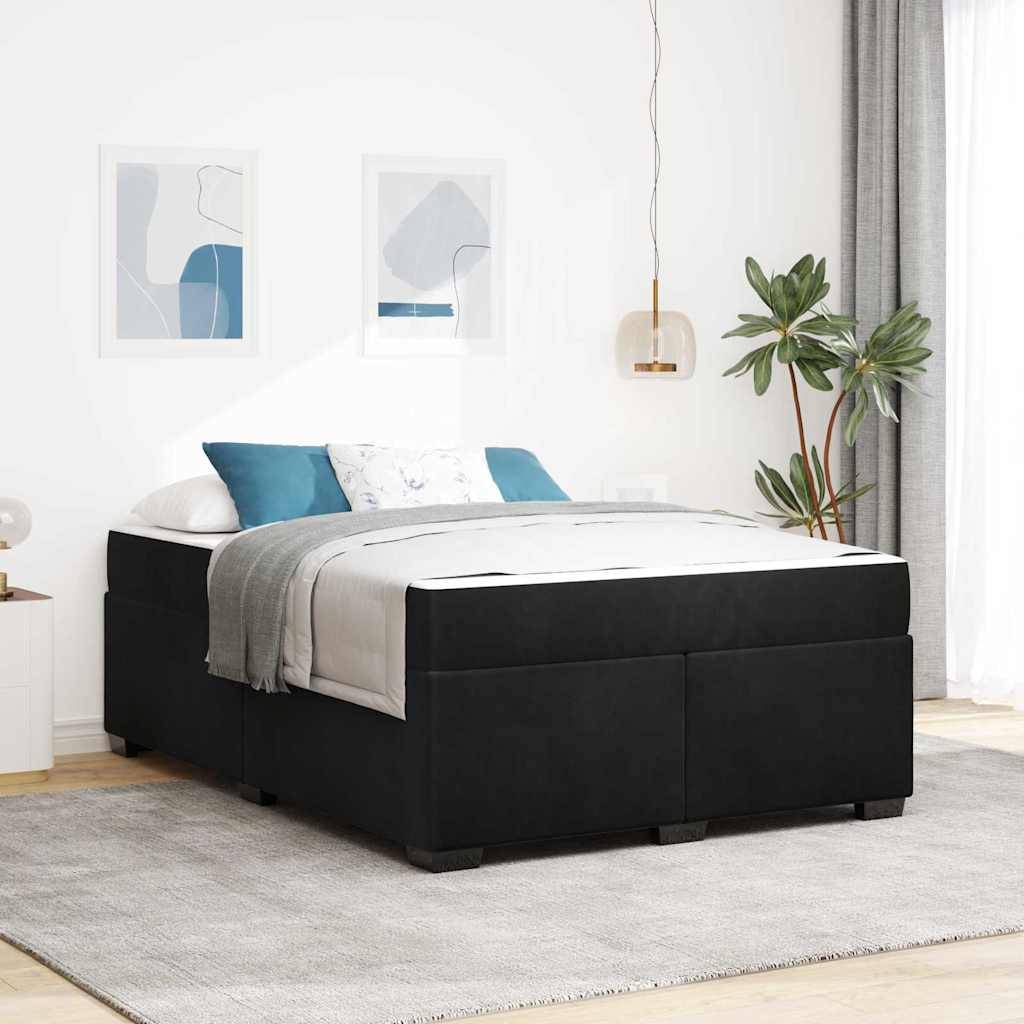 vidaXL Bettrahmen mit Matratze Schwarz 160 x 200 cm Stoff