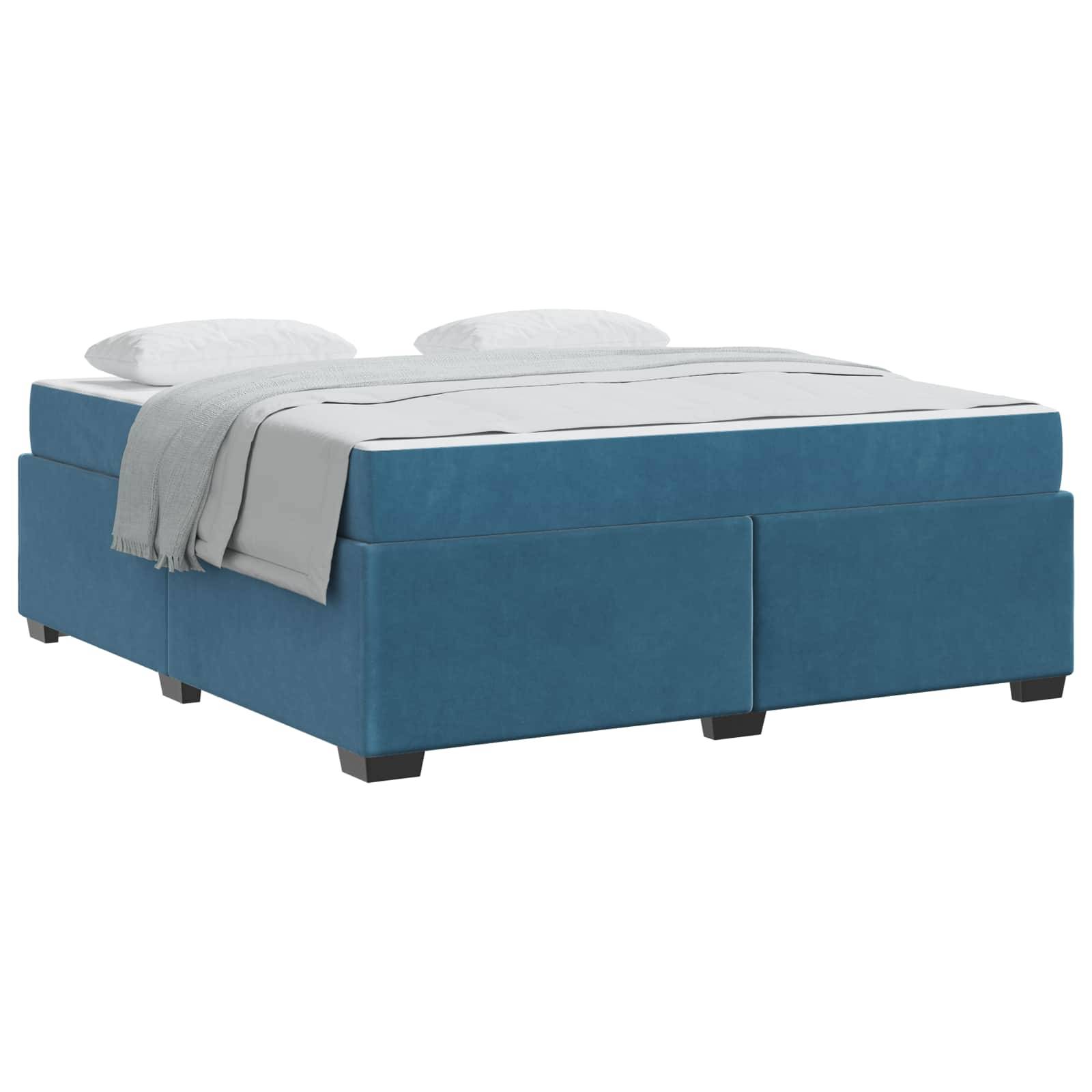 vidaXL Bettrahmen mit Matratze Dunkelblau 180 x 200 cm Stoff
