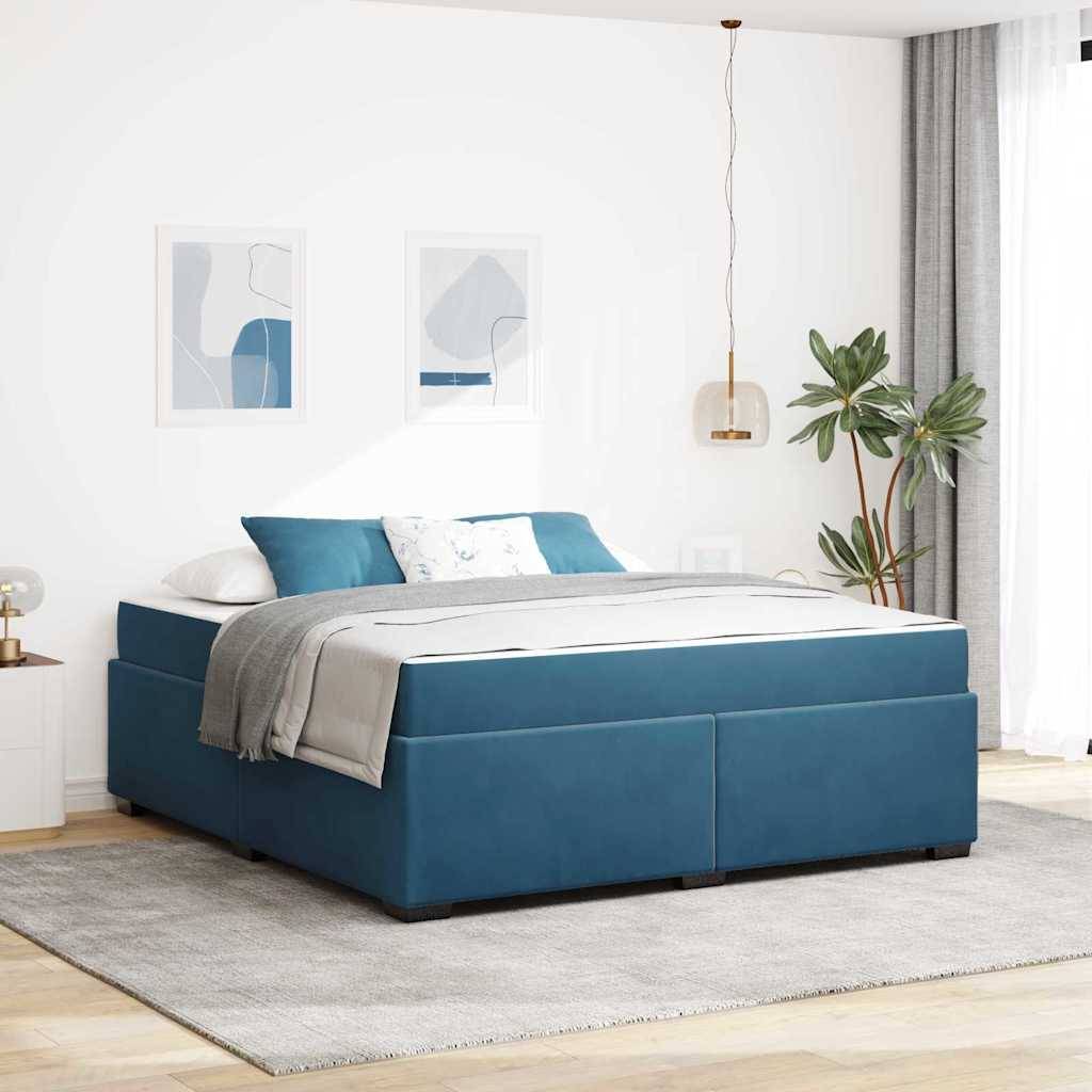 vidaXL Bettrahmen mit Matratze Dunkelblau 180 x 200 cm Stoff