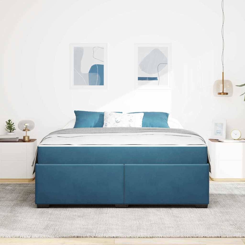 vidaXL Bettrahmen mit Matratze Dunkelblau 180 x 200 cm Stoff