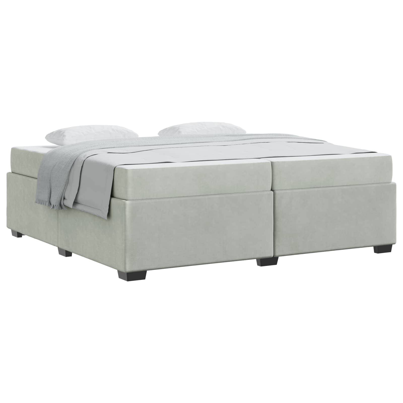 vidaXL Bettrahmen mit Matratze Hellgrau 200 x 200 cm Stoff