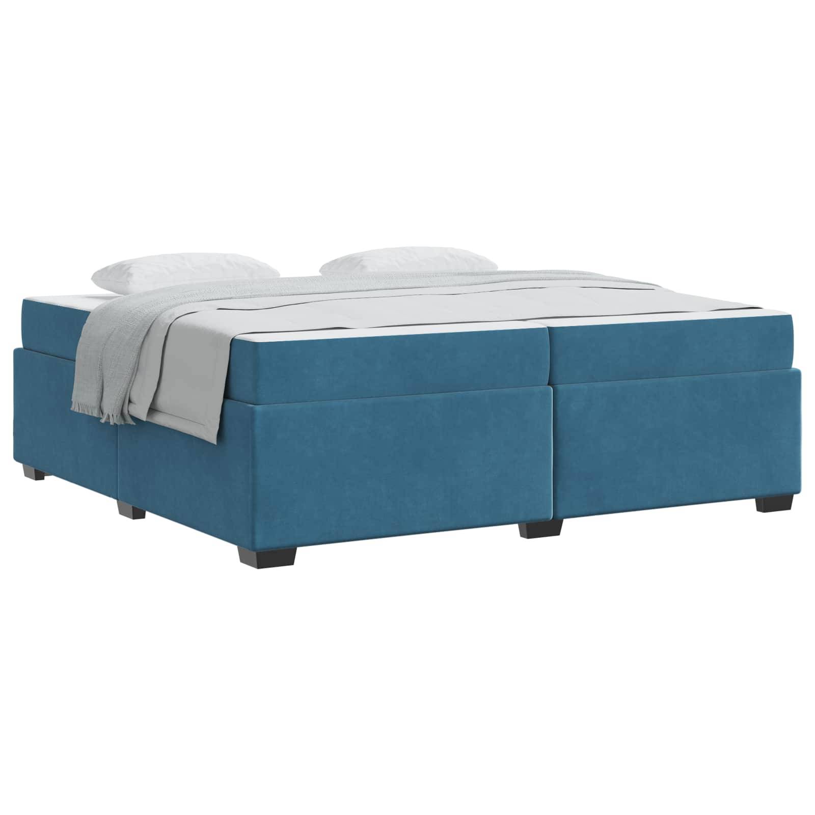 vidaXL Bettrahmen mit Matratze Dunkelblau 200 x 200 cm Stoff