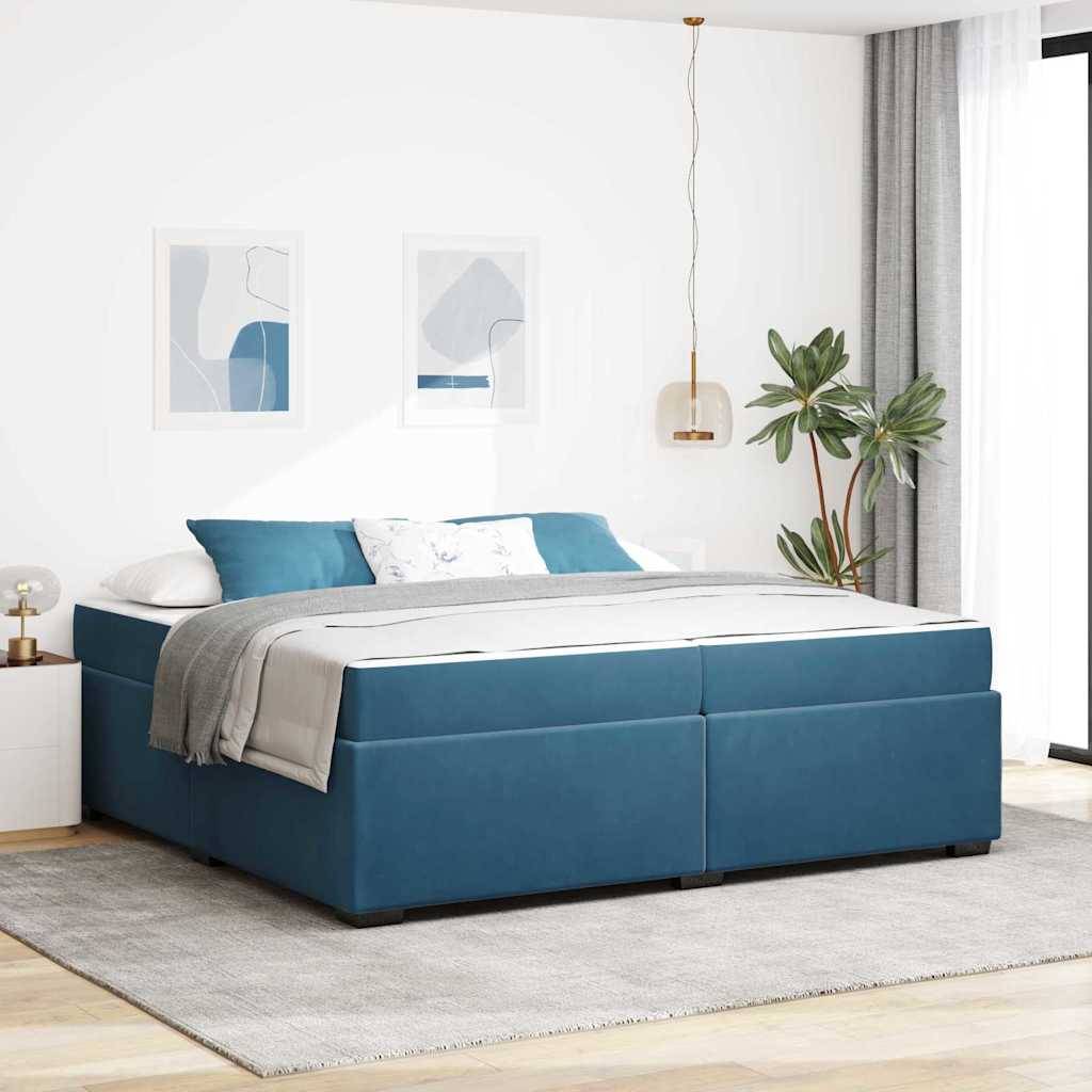 vidaXL Bettrahmen mit Matratze Dunkelblau 200 x 200 cm Stoff