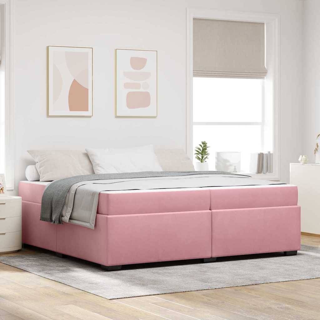 vidaXL Bettrahmen mit Matratze Rosa 200 x 200 cm Stoff