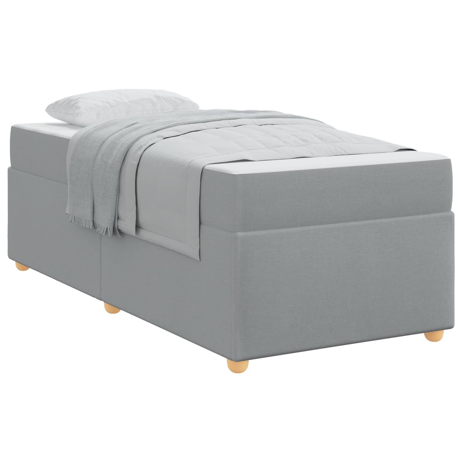 vidaXL Bettrahmen mit Matratze Hellgrau 80 x 200 cm Stoff