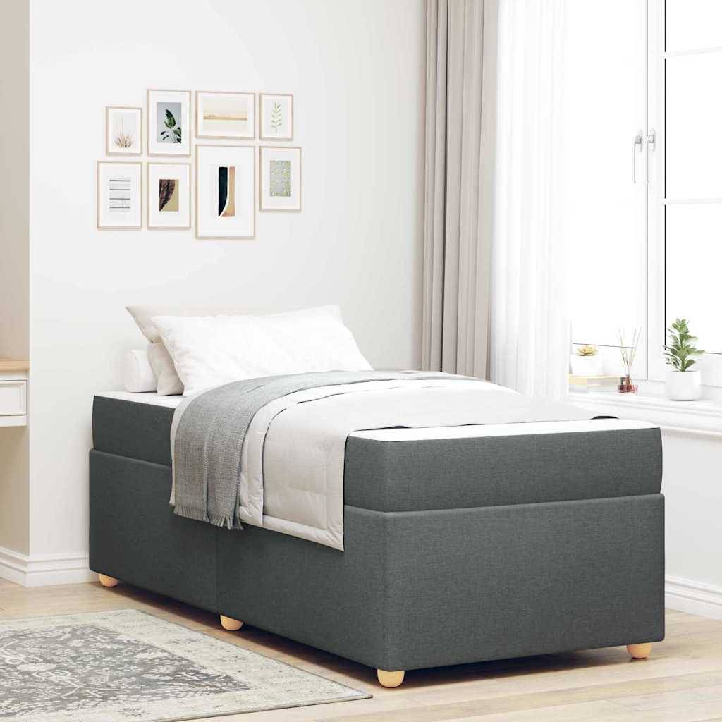 vidaXL Bettrahmen mit Matratze Dunkelgrau 80 x 200 cm Stoff