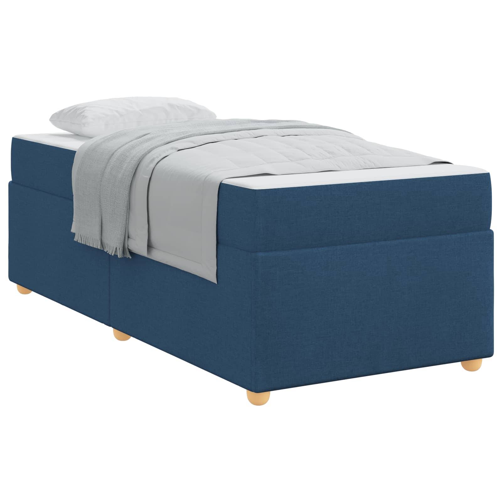 vidaXL Bettrahmen mit Matratze Blau 80 x 200 cm Stoff