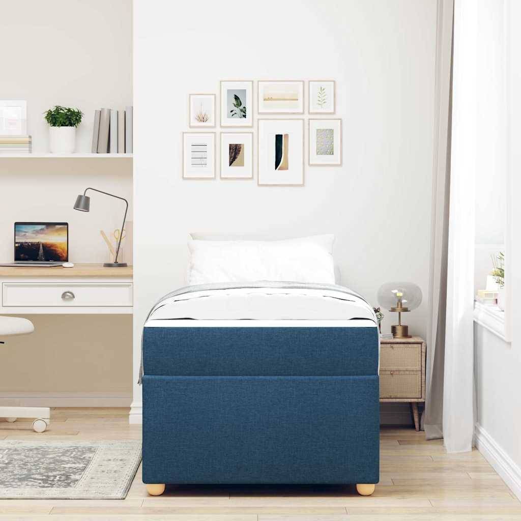 vidaXL Bettrahmen mit Matratze Blau 80 x 200 cm Stoff