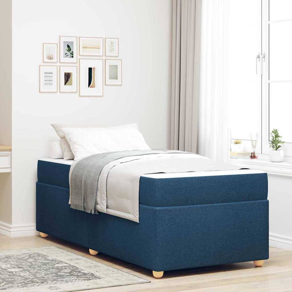 vidaXL Bettrahmen mit Matratze Blau 80 x 200 cm Stoff