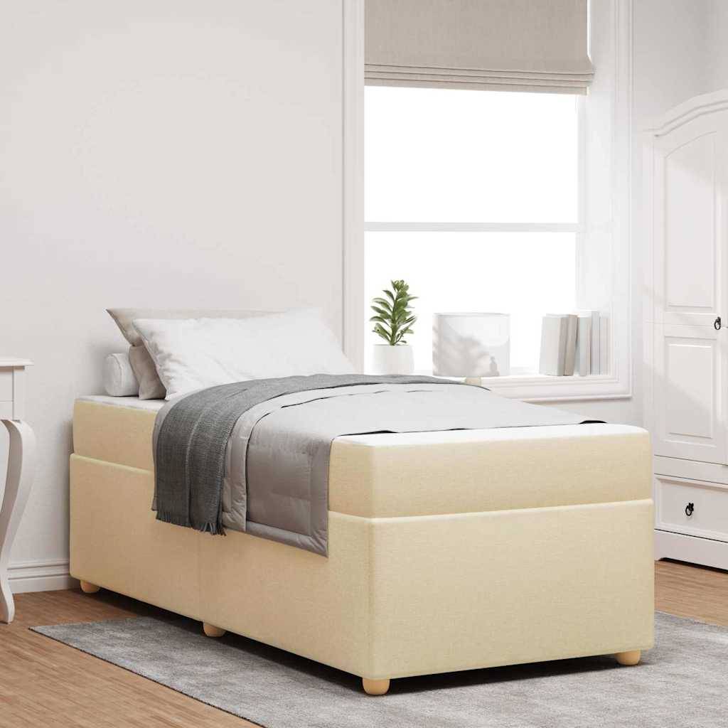 vidaXL Bettrahmen mit Matratze Creme 90 x 190 cm Stoff