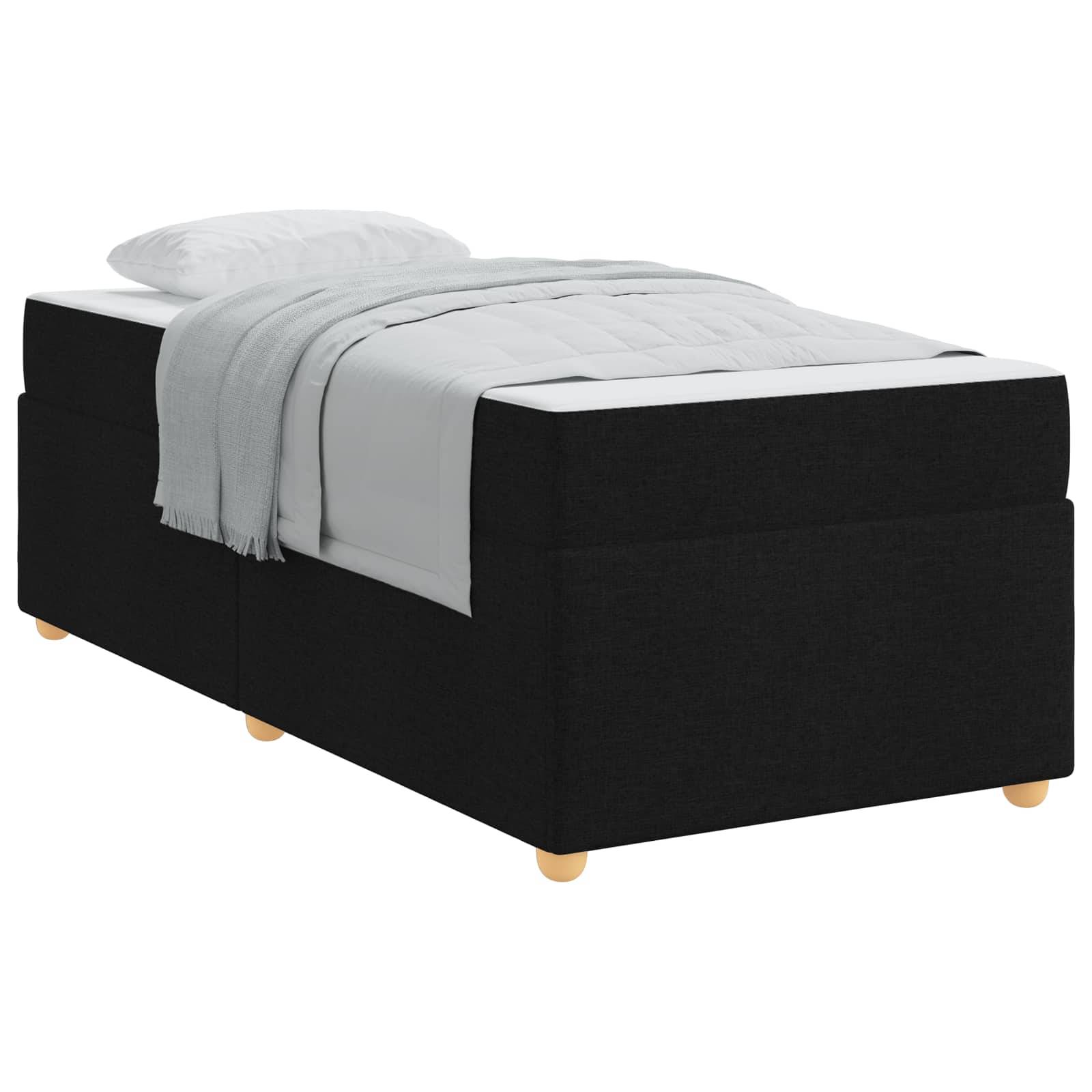 vidaXL Bettrahmen mit Matratze Schwarz 90 x 200 cm Stoff