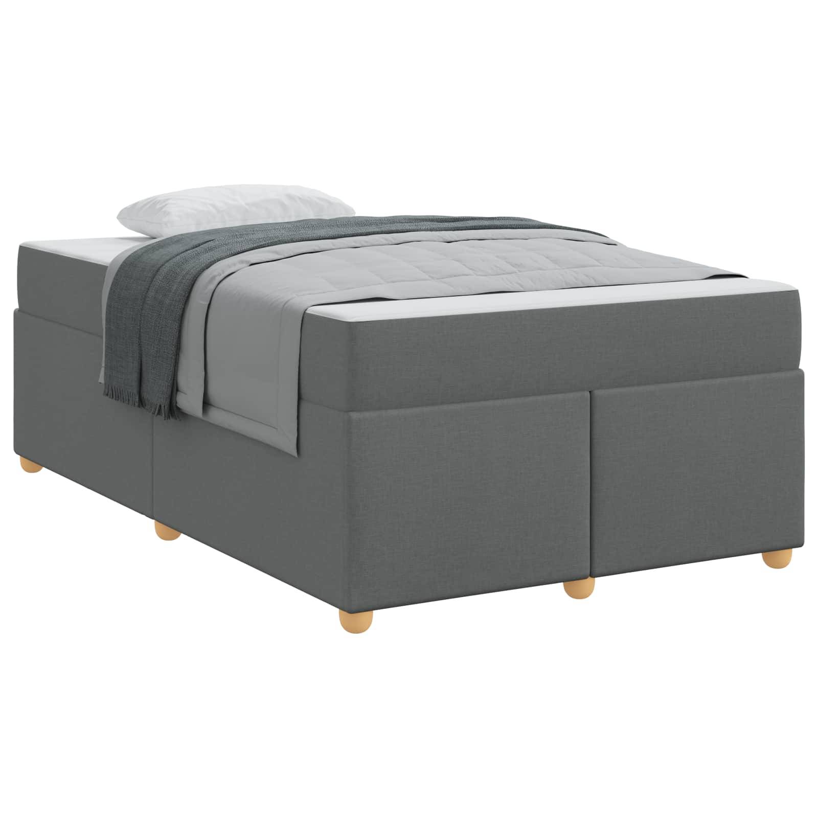 vidaXL Bettrahmen mit Matratze Dunkelgrau 120 x 190 cm Stoff