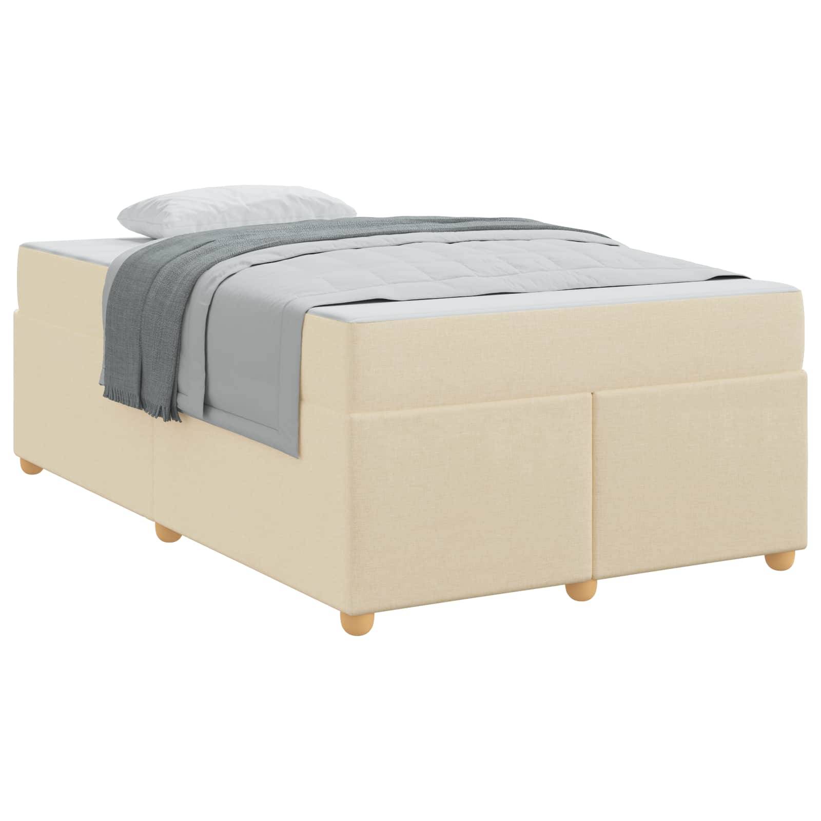 vidaXL Bettrahmen mit Matratze Creme 120 x 190 cm Stoff