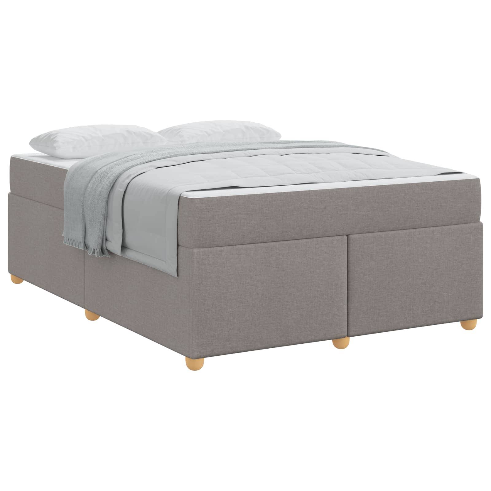 vidaXL Bettrahmen mit Matratze Taupe 160 x 200 cm Stoff